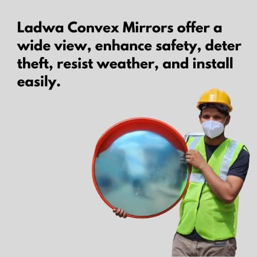 LADWA 2 Pcs Unbreakable 24 Inch/600Mm Diameter Wide Angle Convex Mirror/Security Mirror/Traffic Mirror For Road Safety With Installation Kit&Adjustable Fixing Bracket(Nuts&Bolts,Pack Of 2) inside view 3