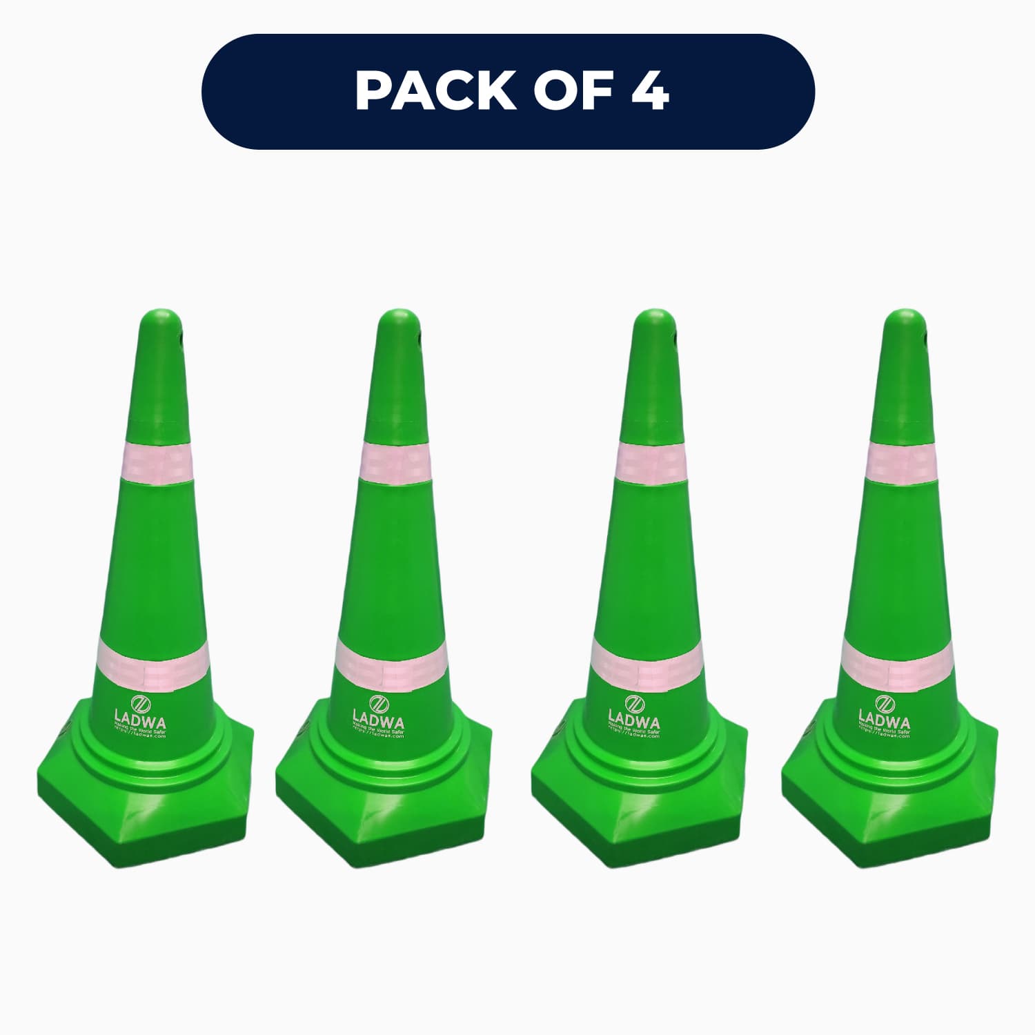 LADWA Safety Cones - Round Top-Hexa Base -Green-4.0 Kg 750mm
(Pack -4)