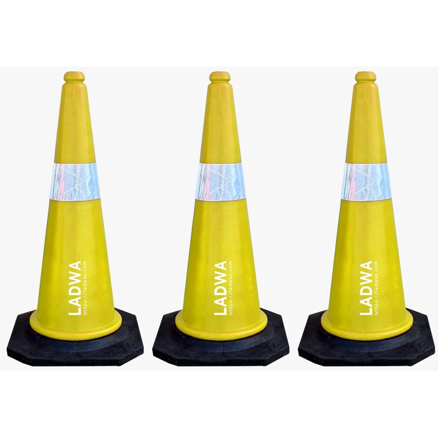LADWA 750mm Combo of Impact Resistant Road 3 Traffic Safety Yellow Cones + 3 mtr chain + 3 Hooks.