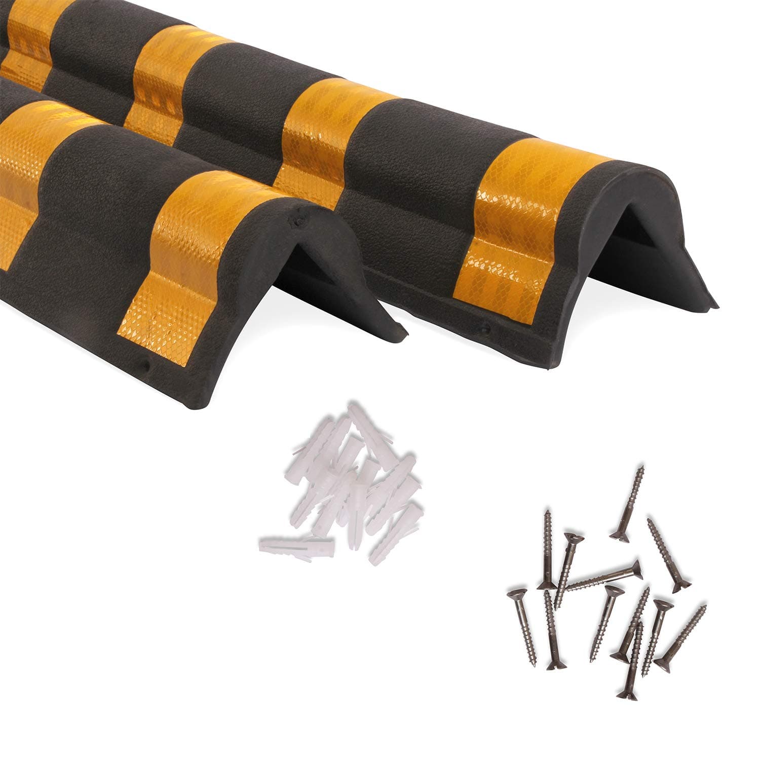 LADWA 1000mm, 20 Pieces Parking Safety Pillar Guard, Rubber Corner Bounce Shaped Guard with Yellow Reflective Tapes For High Visibility view 3