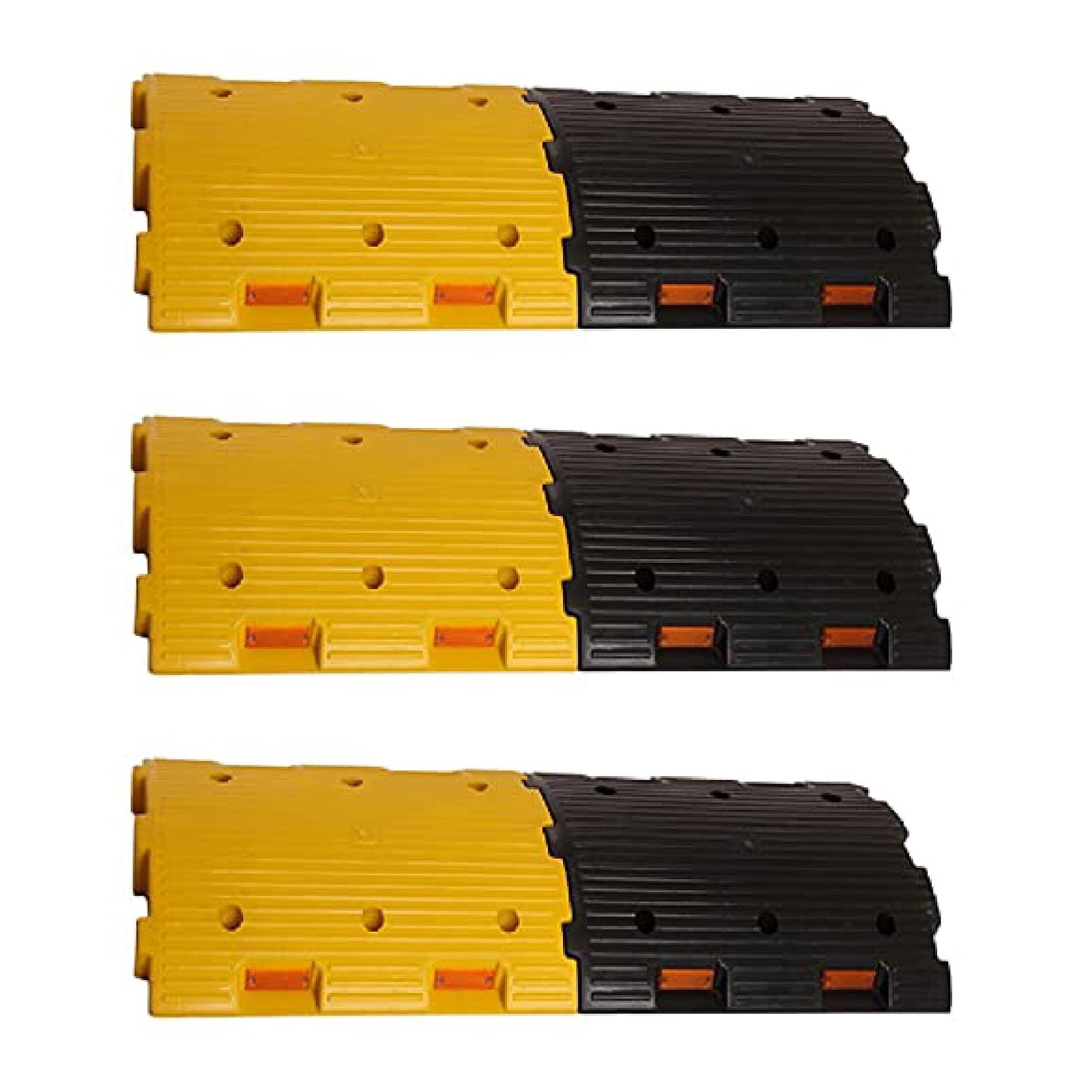 LADWA 3 Mtr, 75 mm Plastic Road Hump Safety Speed Breaker in Black & Yellow Colour for High Visibility - (3 Black and 3 Yellow)