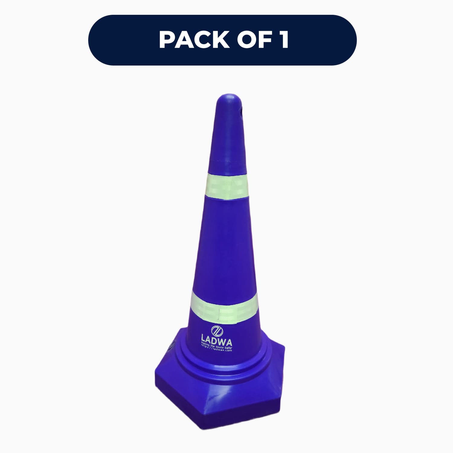 LADWA Safety Cones - Round Top-Hexa Base -Blue-4.0 Kg 750mm
(Pack -1)