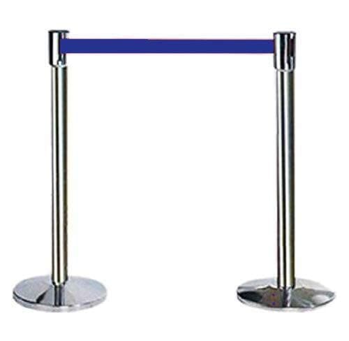 LADWA Set of 2 Q Please (Q Manager), 202 Grade Extendable 2.25 mtr Hook Type Stanchions Barrier Accessories Steel Barricade, Que Manager - Blue