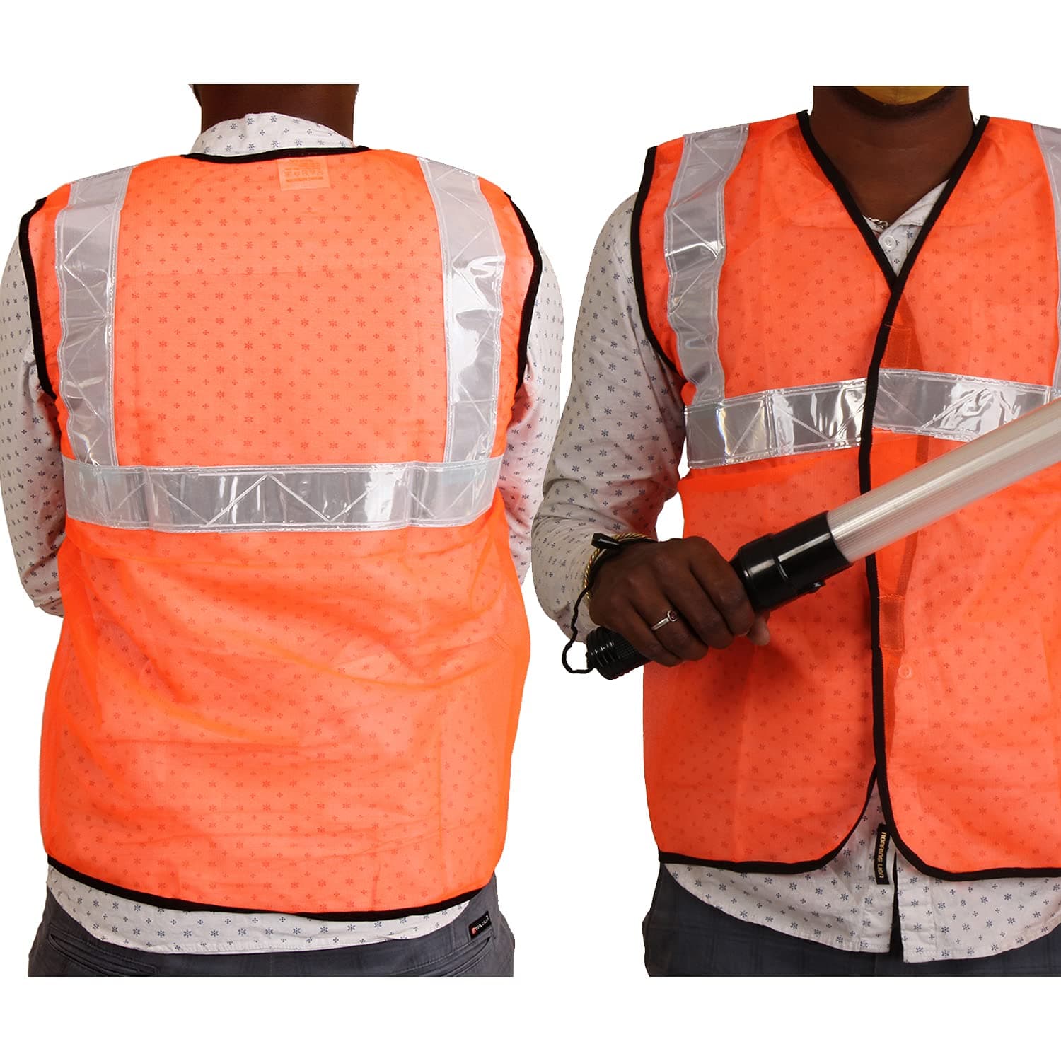 LADWA Combo 3 Pcs of Reflecting Jacket, Traffic Safety Cone and Rechargeable Traffic Safety Light Stick Baton with 3 Flashing Modes - (1 X Reflective Jacket + 1 X Baton + 1 X Traffic Safety Cone) view 2