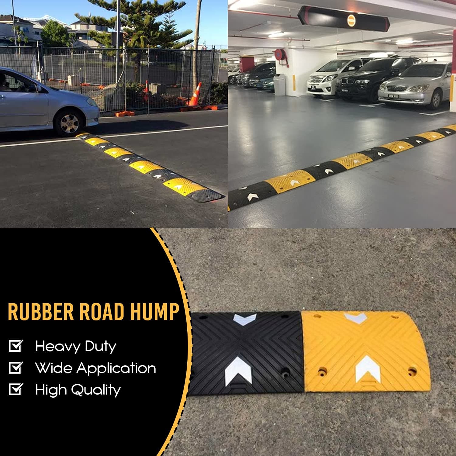 LADWA 75mm 5 meter Durable Rubber Un-Breakable Speed Breaker/Road Hump For Road Safety - (Yellow & Black) view 5