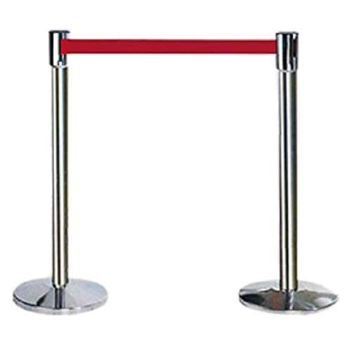 LADWA Q Please (Q Manager), 202 Grade Extendable 2.25 m Hook Type Stanchions Barrier Accessories Steel Barricade, Que Manager - Red - Set of 2
