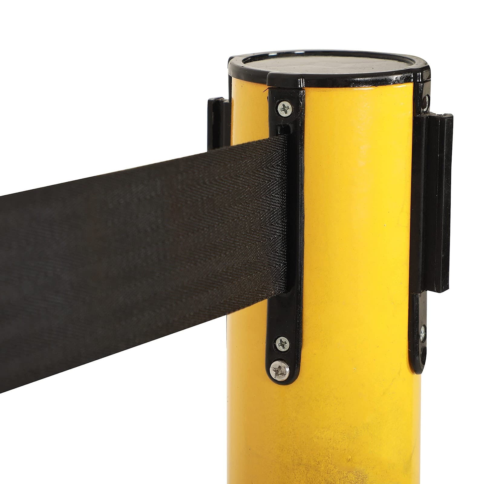 LADWA Set of 4 Q Please (Q Manager), 202 Grade Extendable 2.25 mtr Hook Type Stanchions Barrier Accessories Steel Barricade, Que Manager - Yellow view 5