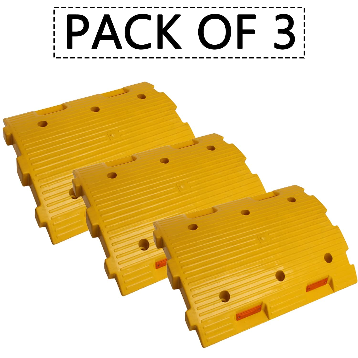 LADWA 3 Mtr, 75 mm Plastic Road Hump Safety Speed Breaker in Black & Yellow Colour for High Visibility - (3 Black and 3 Yellow) view 4