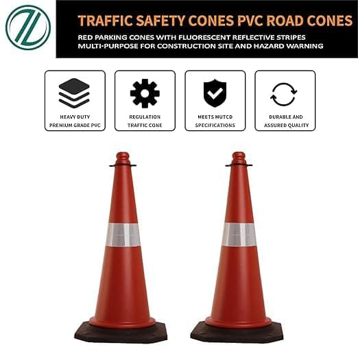 LADWA 1Pc 750mm Impact Resistant Road Traffic Safety Cones with Reflective Strips Collar (Universal Size) (Pack Of 1) view 5