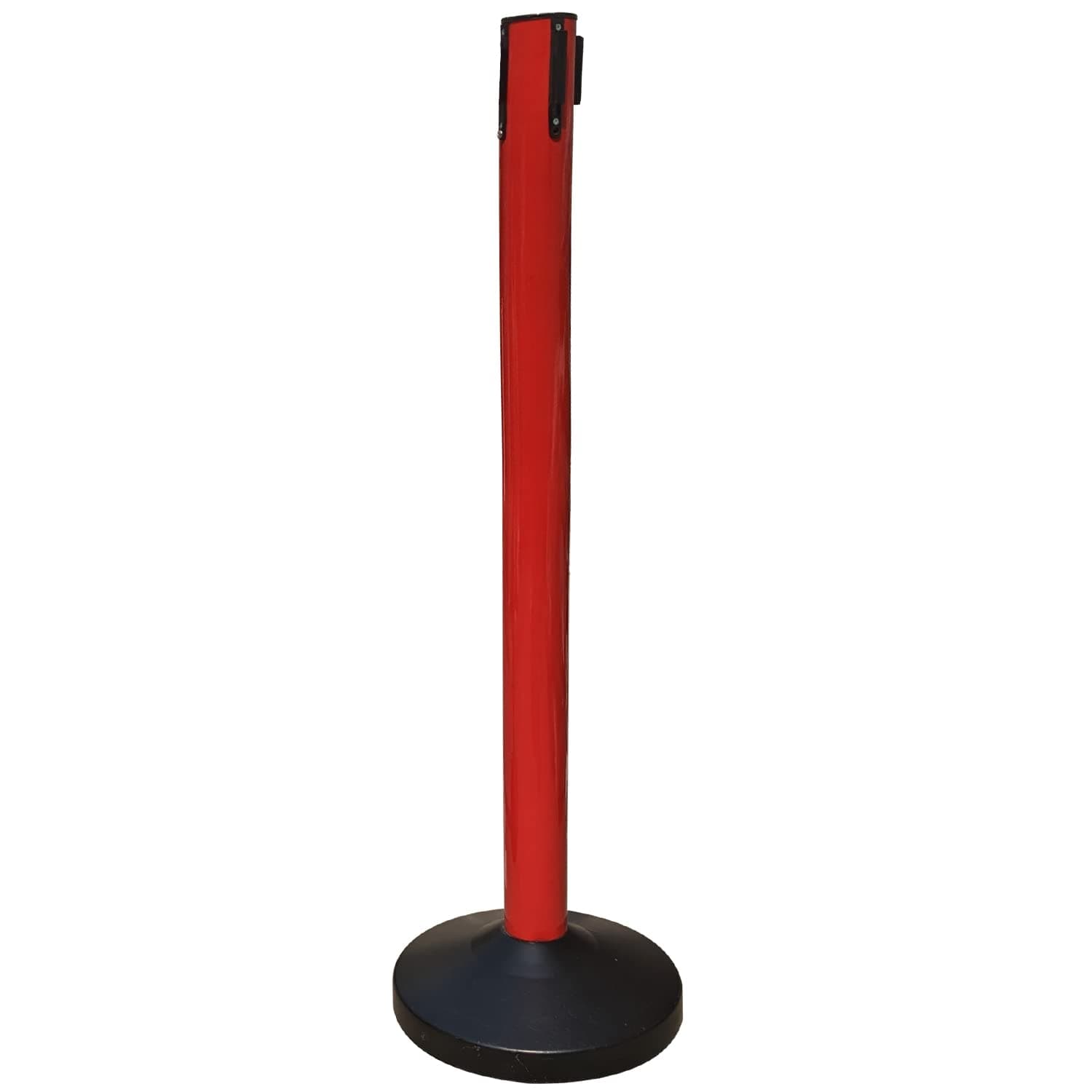 Ladwa Set of 1 Q Please (Q Manager), 202 Grade Extendable 2.25 mtr Hook Type Stanchions Barrier Accessories Red pole with red & white zebra tape Que Manager