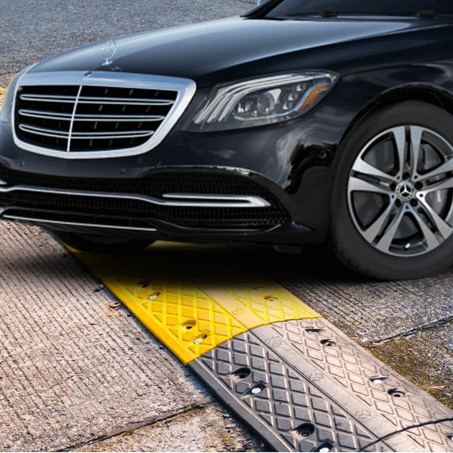 LADWA 50mm 2 Meter Durable Rubber Un-Breakable Speed Breaker/Road Hump for Road Safety view 2