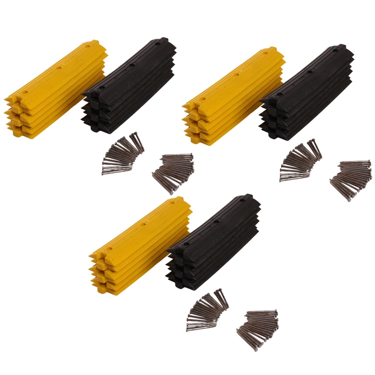 LADWA 36 Piece, 18 Mtrs Plastic Rumblers Safety Speed Breaker in Black & Yellow Color for High Visibility - (18 X Yellow & 18 X Black)