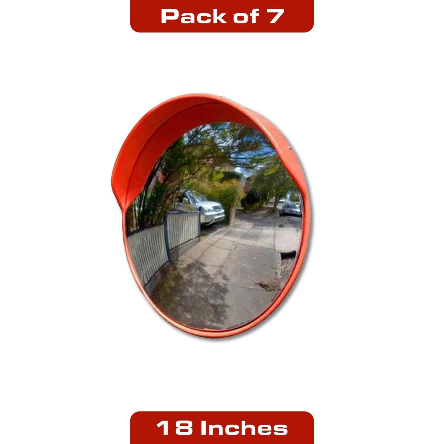 LADWA Parking Safety Convex Mirror with Adjustable Fixing Bracket (Orange, Diameter 18 Inches / 45 CM) Pack of 7 view 3