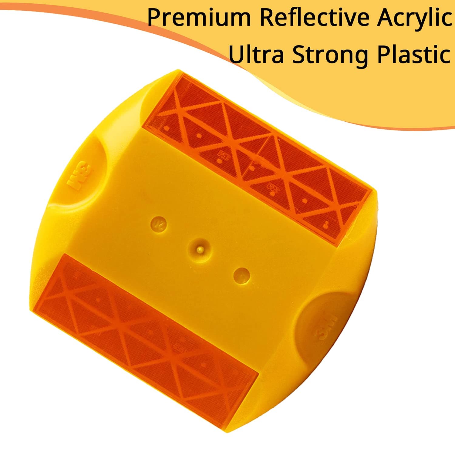 LADWA 100 Pieces Yellow Road Studs/Reflectors (10cm x 9cm), Great Reflecting for Speed Bumps, Sidewalks, Pedestrian Crossings, Freeways & Driveways (Yellow) view 3
