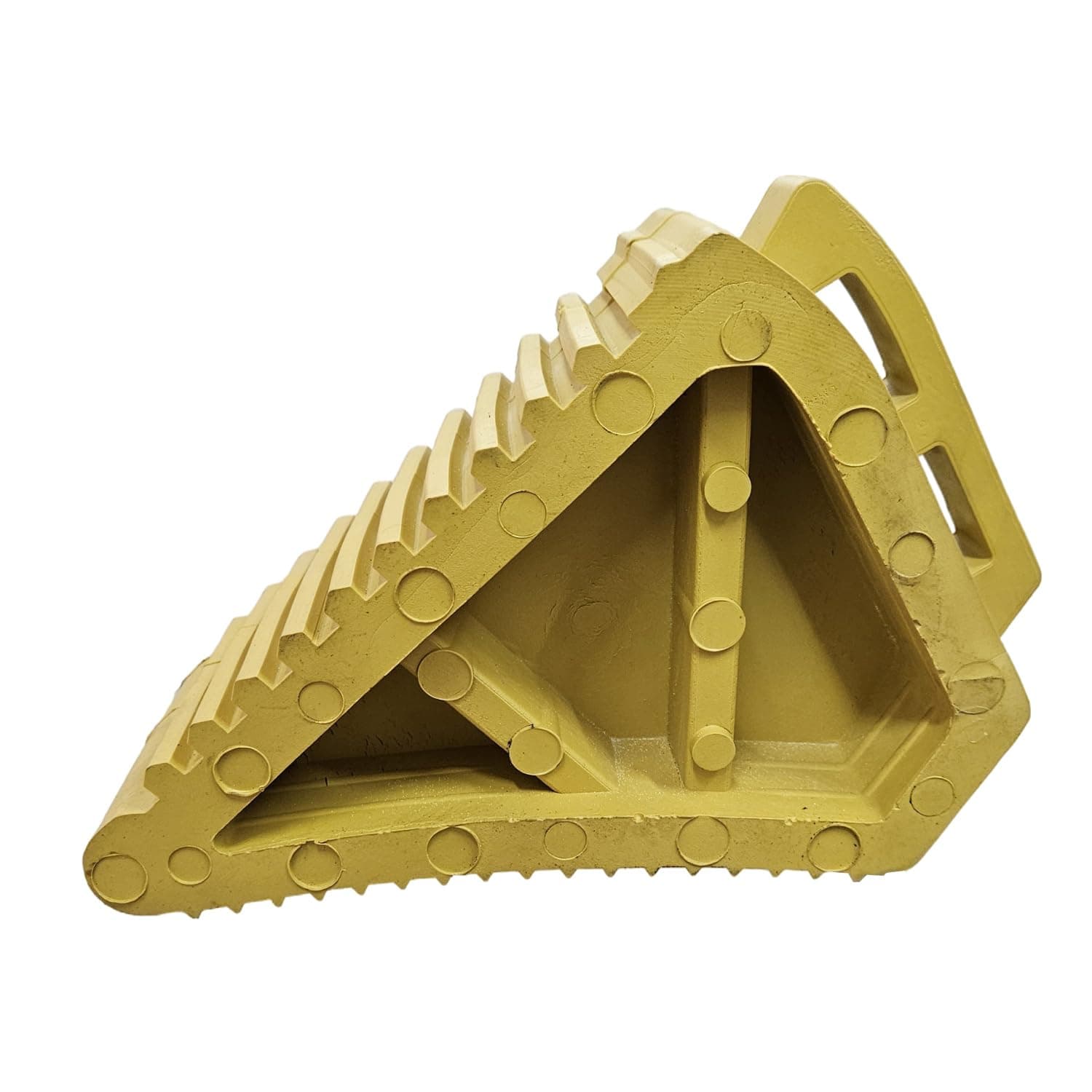 LADWA Heavy Duty Rubber Wheel Chock – Non-Slip Vehicle Stopper with Handle – Yellow Wheel Block for Car, Truck, Trailer & RV – Weather-Resistant Safety Parking Aid view 3