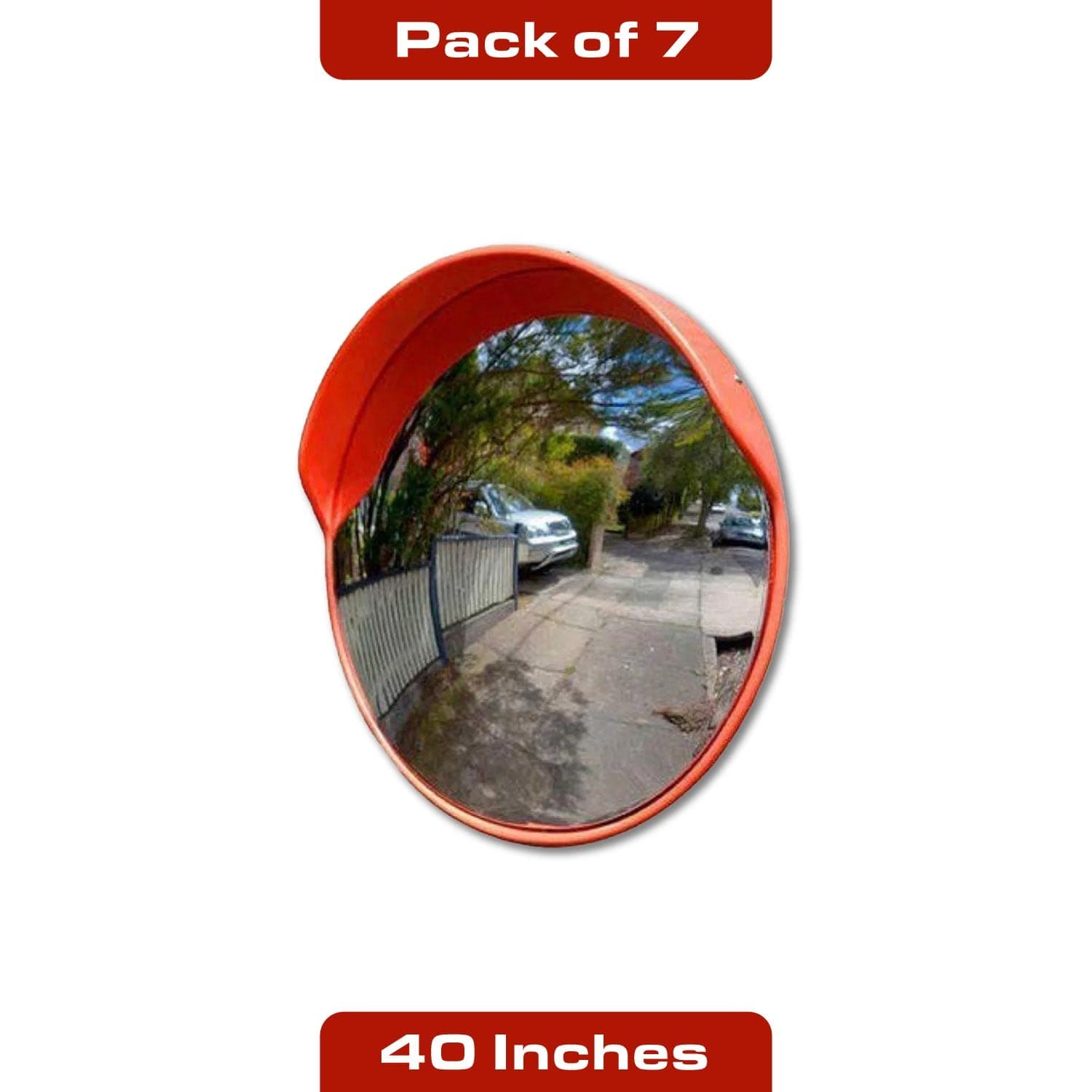 LADWA Parking Safety Convex Mirror with Adjustable Fixing Bracket (Orange, Diameter 40 Inches / 100 CM) P7 view 2
