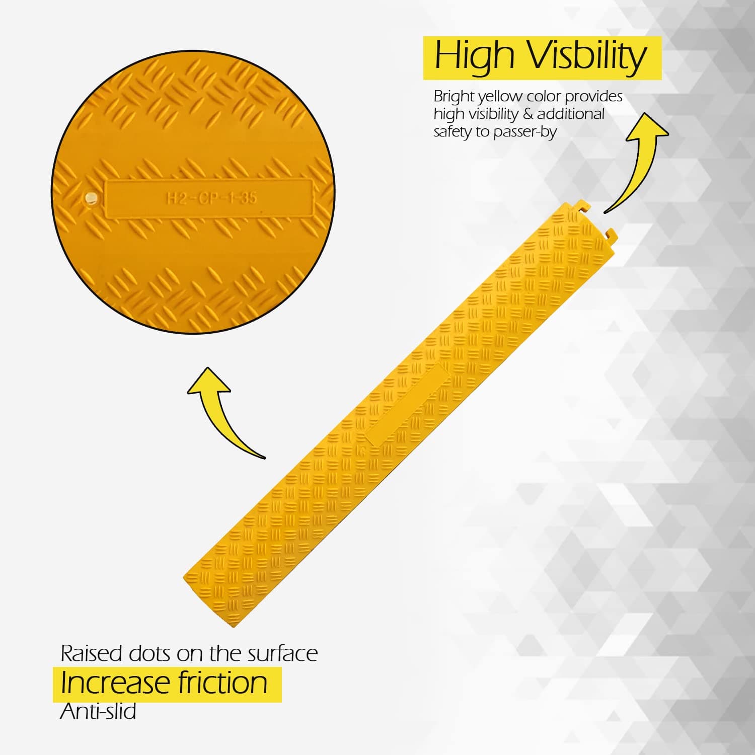 Ladwa Heavy Duty Rubber Cable Protector Bump/Hump Speed Breaker Heavy Duty Hose Cable Track Protector Protective Cover Wires Concealer Floor Cord Cover Cord Protector Yellow Smal (l Packof - 1) view 4