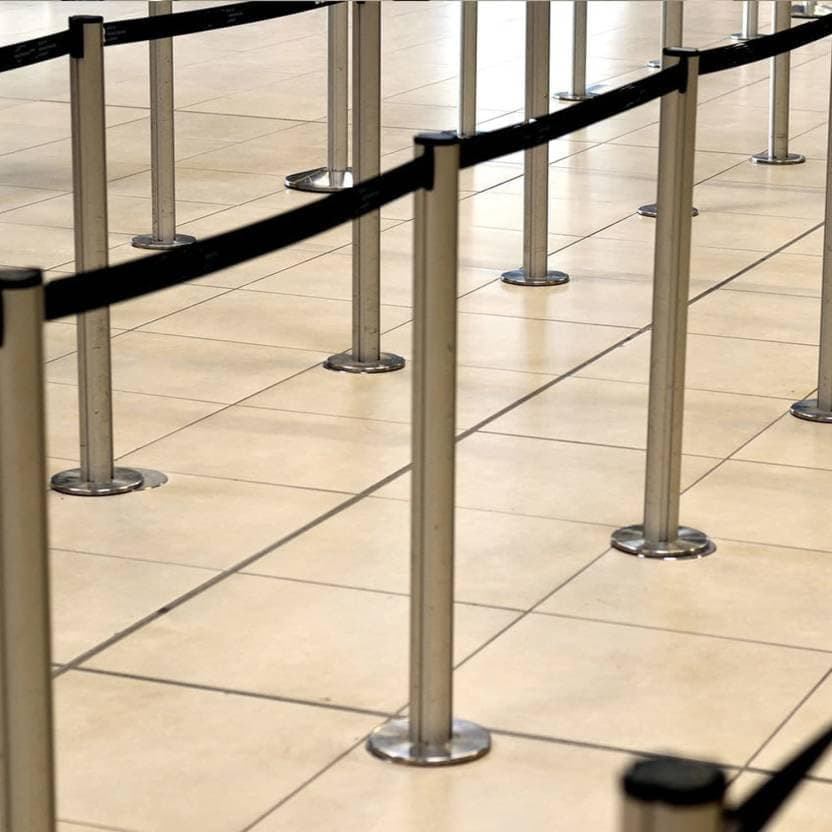 LADWA Set of 2 Queue Managers | 202 Grade Stainless Steel Stanchions with 2.25 Meter Retractable Belt | Hook Type Crowd Control Barriers for Airports, Events, Malls – Black view 2