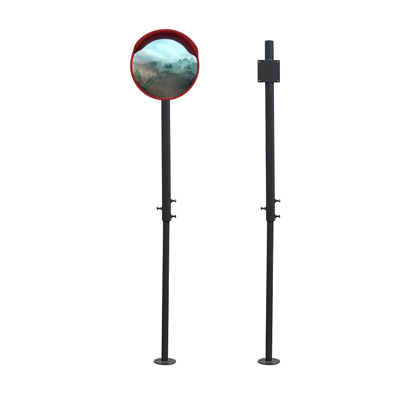 Ladwa Height Adjustable Grouting (Anchor Bolting) Grey Pole 2 Inch With 18 Inch Convex Mirror (One Pole & One 18 Inch Mirror)