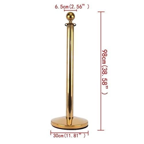 LADWA Set of 2 Golden Finish Q Please (Q Manager) with Blue Velvet Rope for Ensuring Social Distancing, Queue Manager with 1.5m Rope, Barricade, Stanchions (Set of 2 Pillar and 1 Rope) view 2
