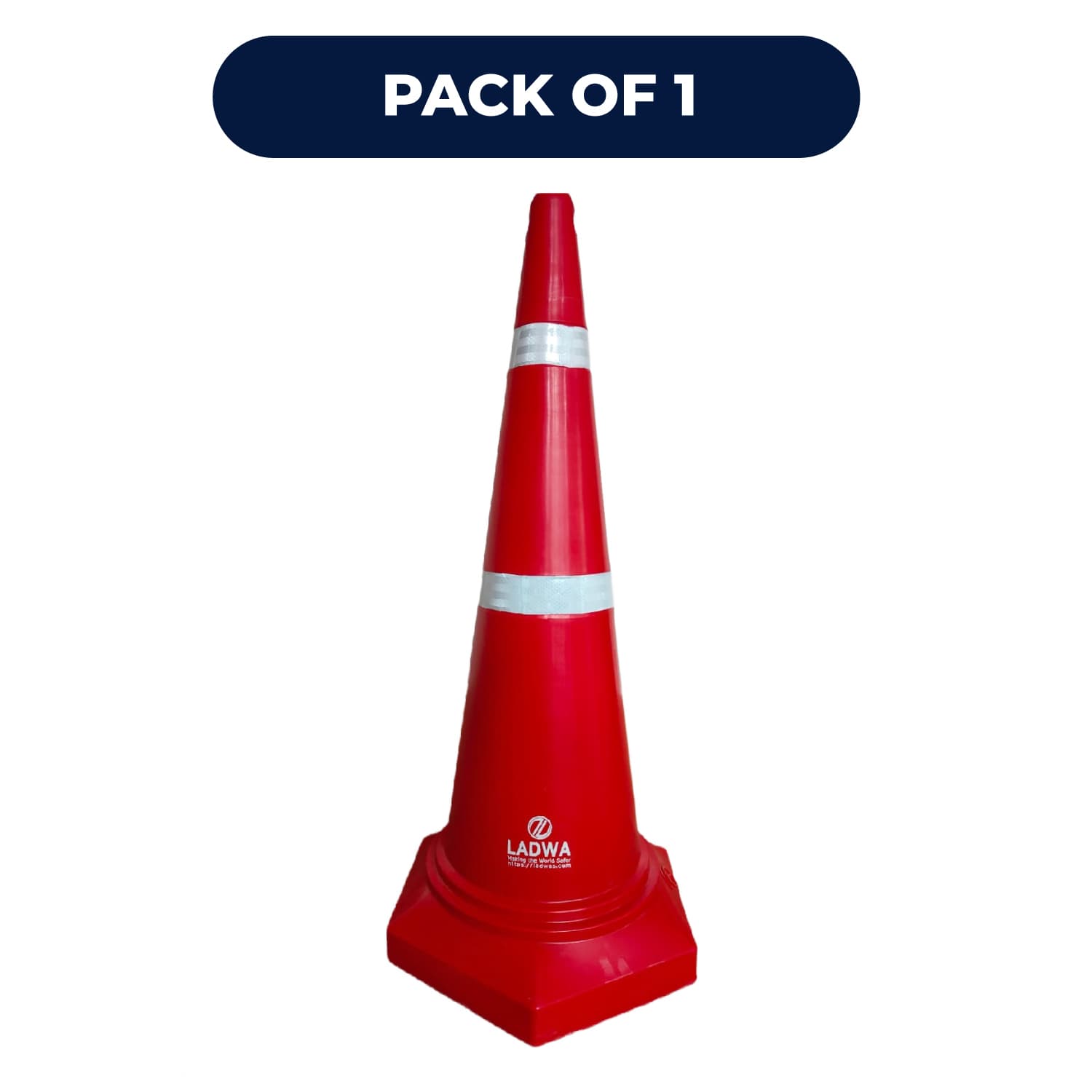 LADWA Safety Cones - Round Top-Hexa Base -Red-4.0Kg 750mm
(Pack -1)