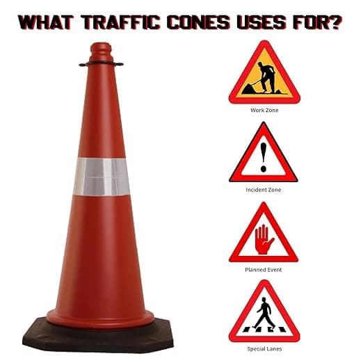 LADWA 1Pc 750mm Impact Resistant Road Traffic Safety Cones with Reflective Strips Collar (Universal Size) (Pack Of 1) view 4
