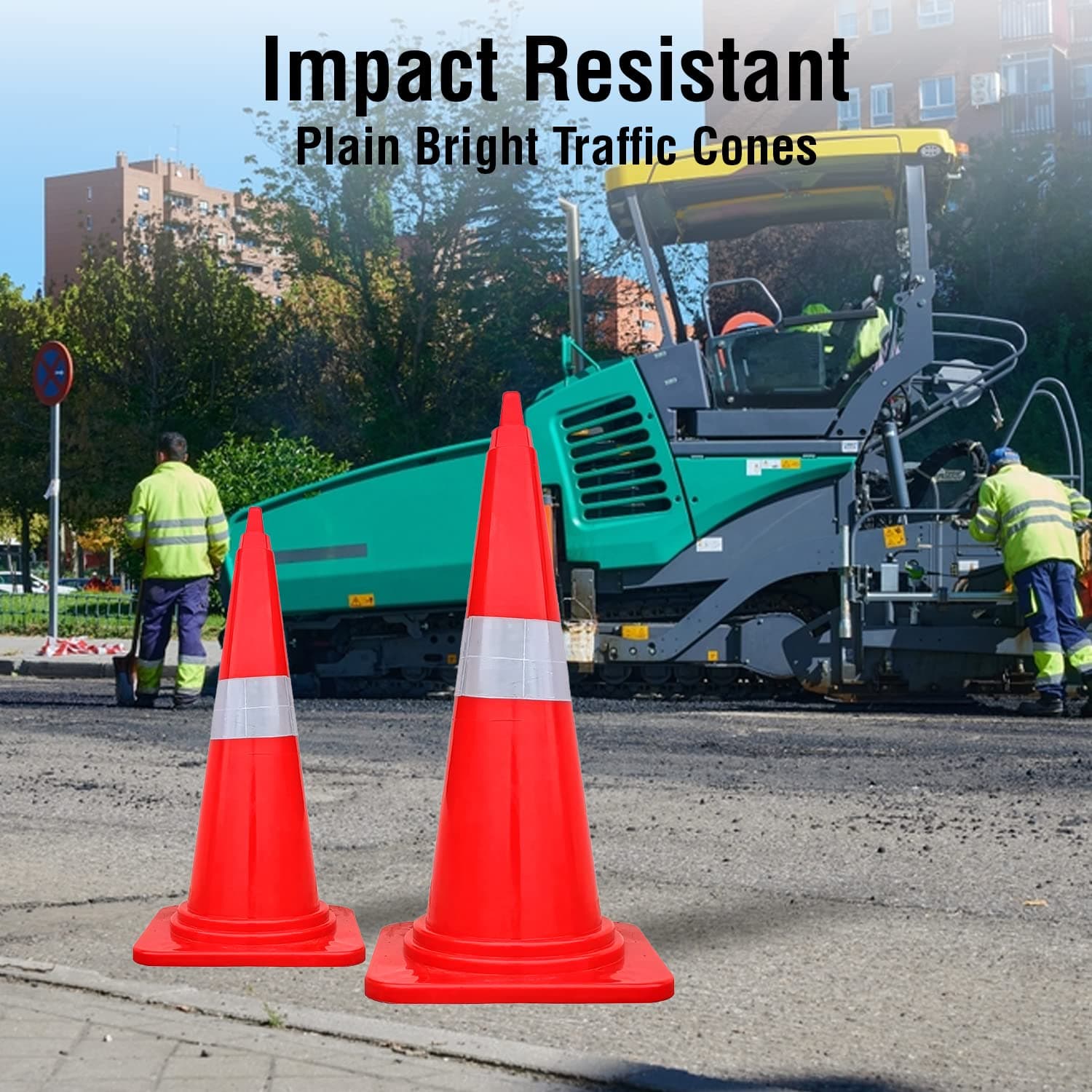 LADWA Safety Cones Multipurpose PVC Plastic Traffic Safety Cone with Black Rubber Weighted Base and Highly Visible Reflective Collar (Pack of 2) view 3