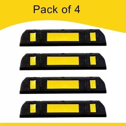 LADWA 500 mm Length X 120mm Height, Pack of 6 Rubberised Car Wheel Parking Stopper for Garage Floor and Stops The Tires, Rubber Parking Curbs Protect Vehicle Bumpers with Reflective Yellow Tape Curb view 2