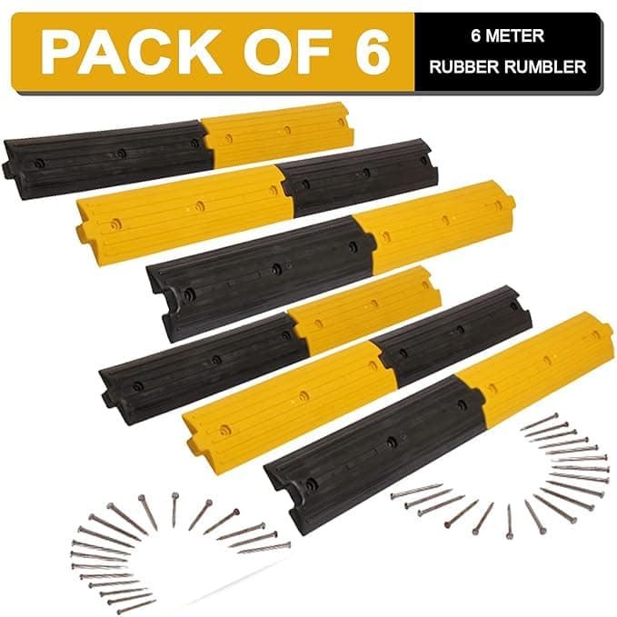 LADWA 6 Mtrs Plastic Rumblers Road Safety Speed Breaker/Speed Hump in Black & Yellow Color for High Visibility view 2