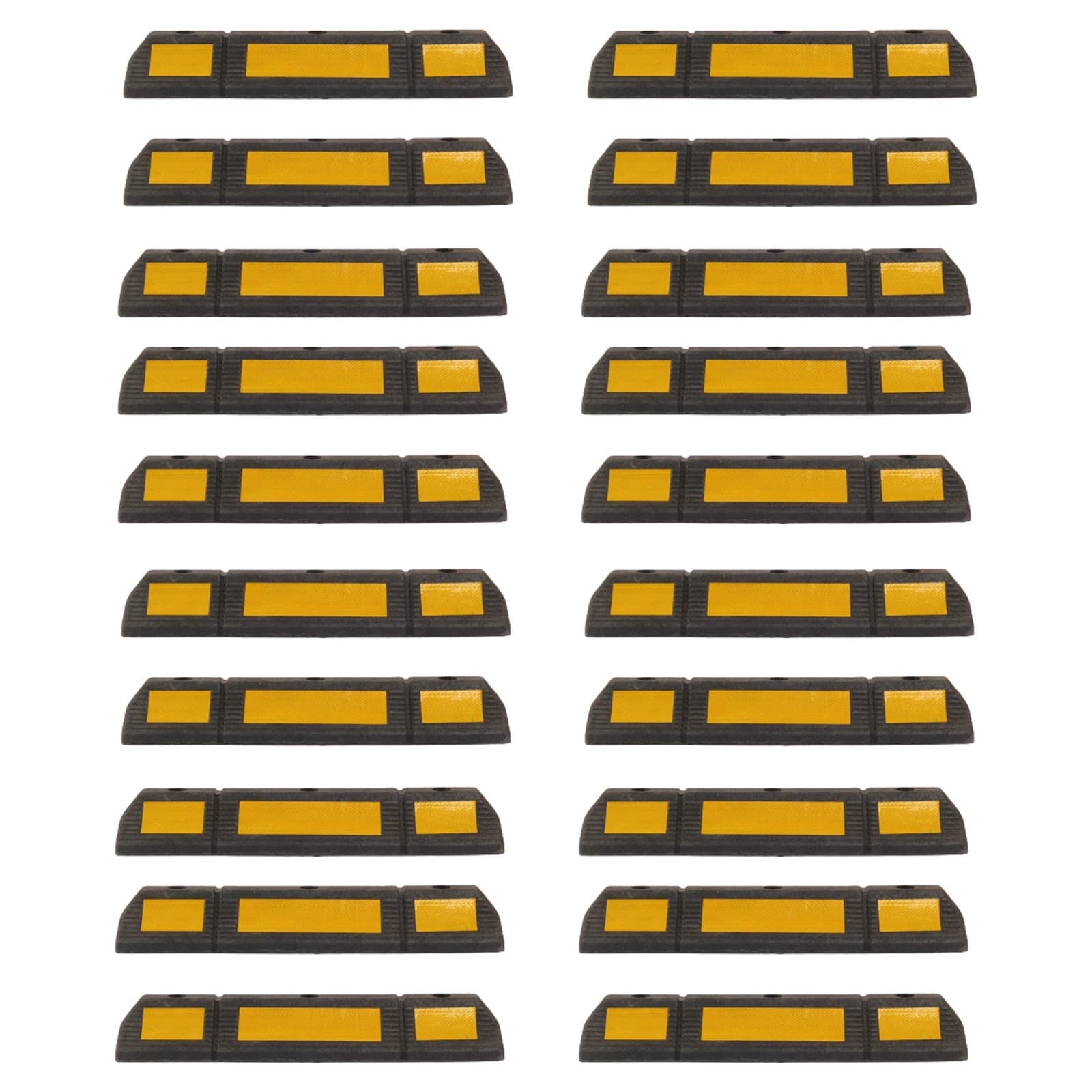 LADWA 600 mm, Pack of 20 Rubberised Car Wheel Parking Stopper for Garage Floor with Reflective Yellow Tape Curb