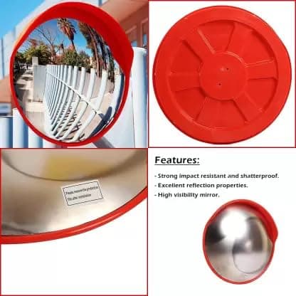 LADWA Parking Safety Convex Mirror with Adjustable Fixing Bracket (Orange, Diameter 40 Inches / 100 CM) view 4
