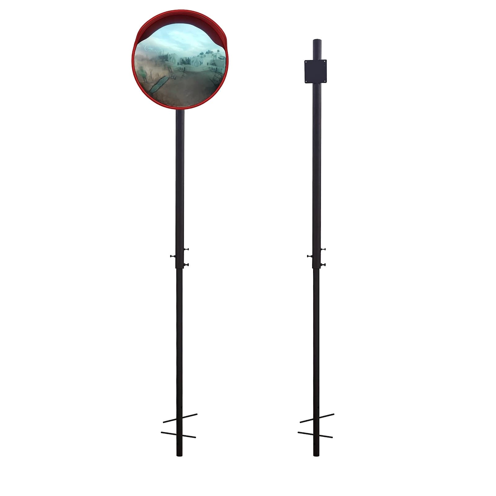 Ladwa Height Adjustable Concreting (Cement/Jelly Mix) Grey Pole 2Inch With 18 Inch Convex Mirror (One Pole & One 18 Inch Mirror)