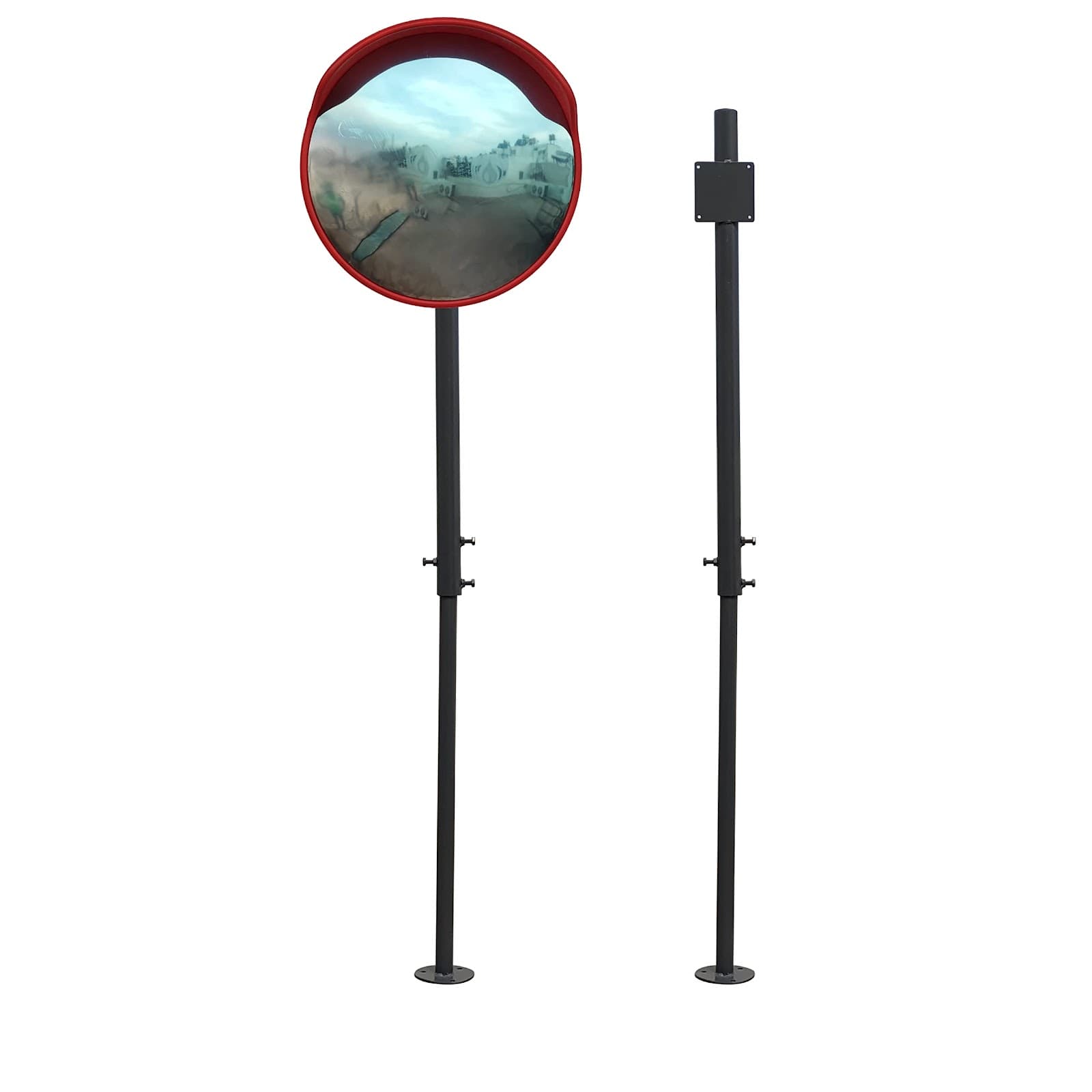 LADWA Height Adjustable Grouting (Anchor Bolting) Grey Pole 2Inch with 24 Inch Convex Mirror (One Pole & One 24 Inch Mirror)