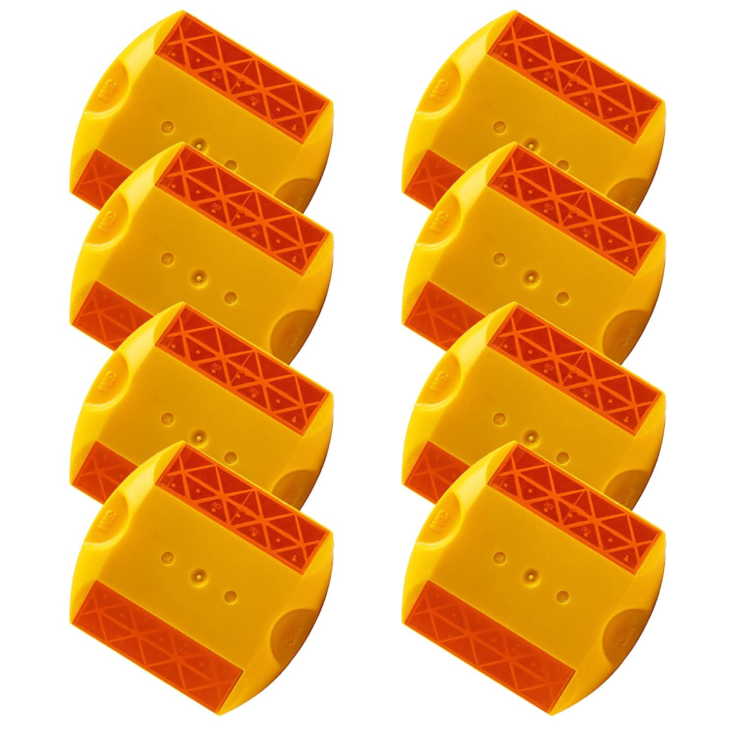 LADWA 100 Pieces Yellow Road Studs/Reflectors (10cm x 9cm), Great Reflecting for Speed Bumps, Sidewalks, Pedestrian Crossings, Freeways & Driveways (Yellow)