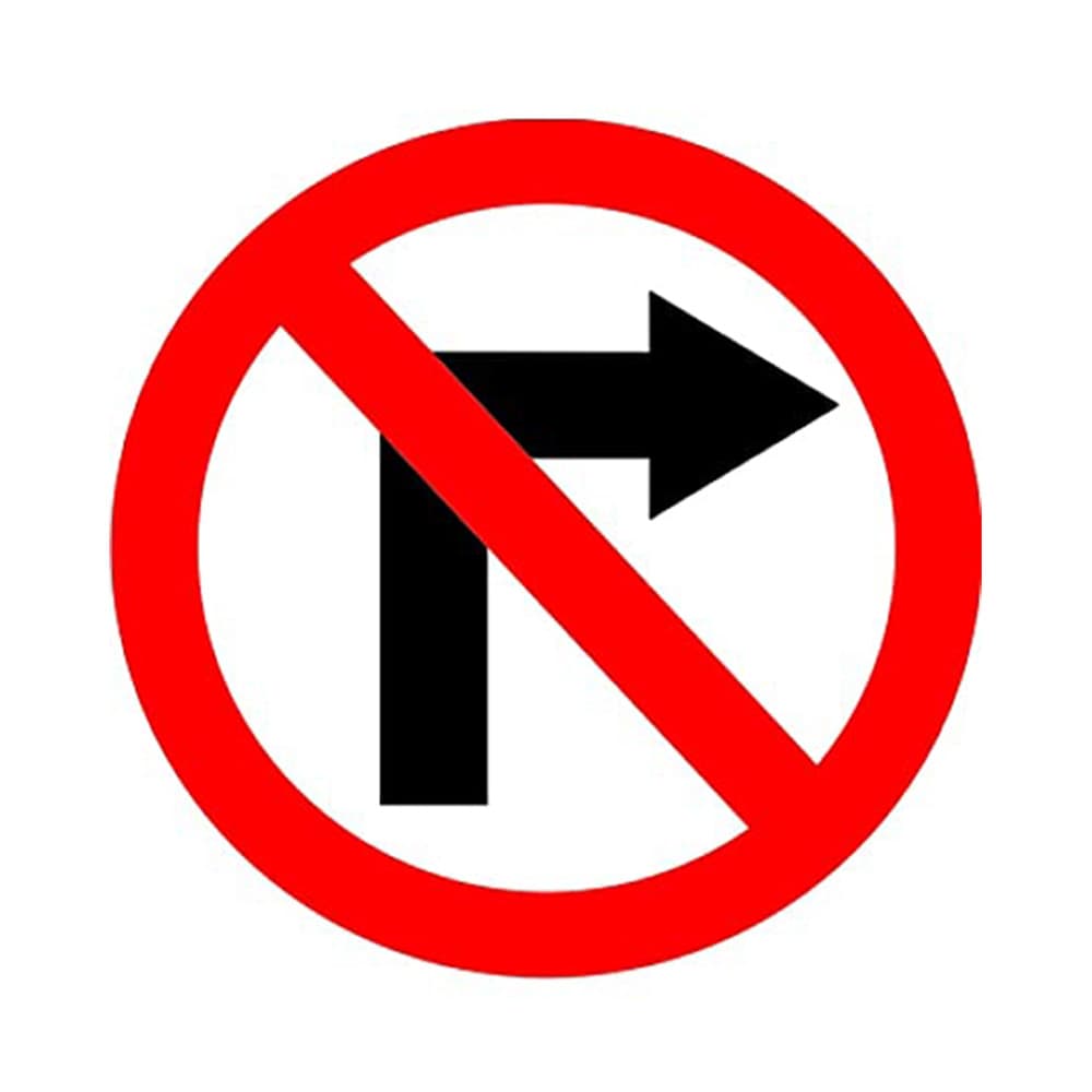 LADWA Circle Signage 600mm - Right Turn Prohibited