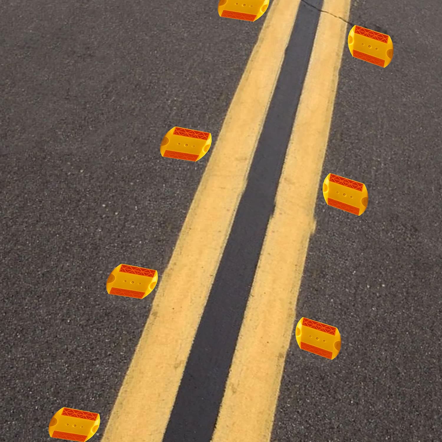 LADWA 100 Pieces Yellow Road Studs/Reflectors (10cm x 9cm), Great Reflecting for Speed Bumps, Sidewalks, Pedestrian Crossings, Freeways & Driveways (Yellow) view 5