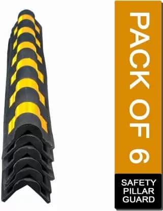 LADWA 1000 mm 6 Pieces Parking Safety Pillar Guard, Rubber Corner Bounce Shaped Guard with Yellow Reflective Tapes for High Visibility - (Pack of 6). view 2
