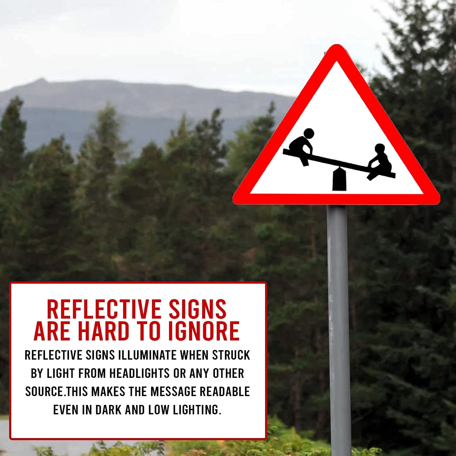 LADWA Triangle Signage 600mm - Playground Ahead view 5