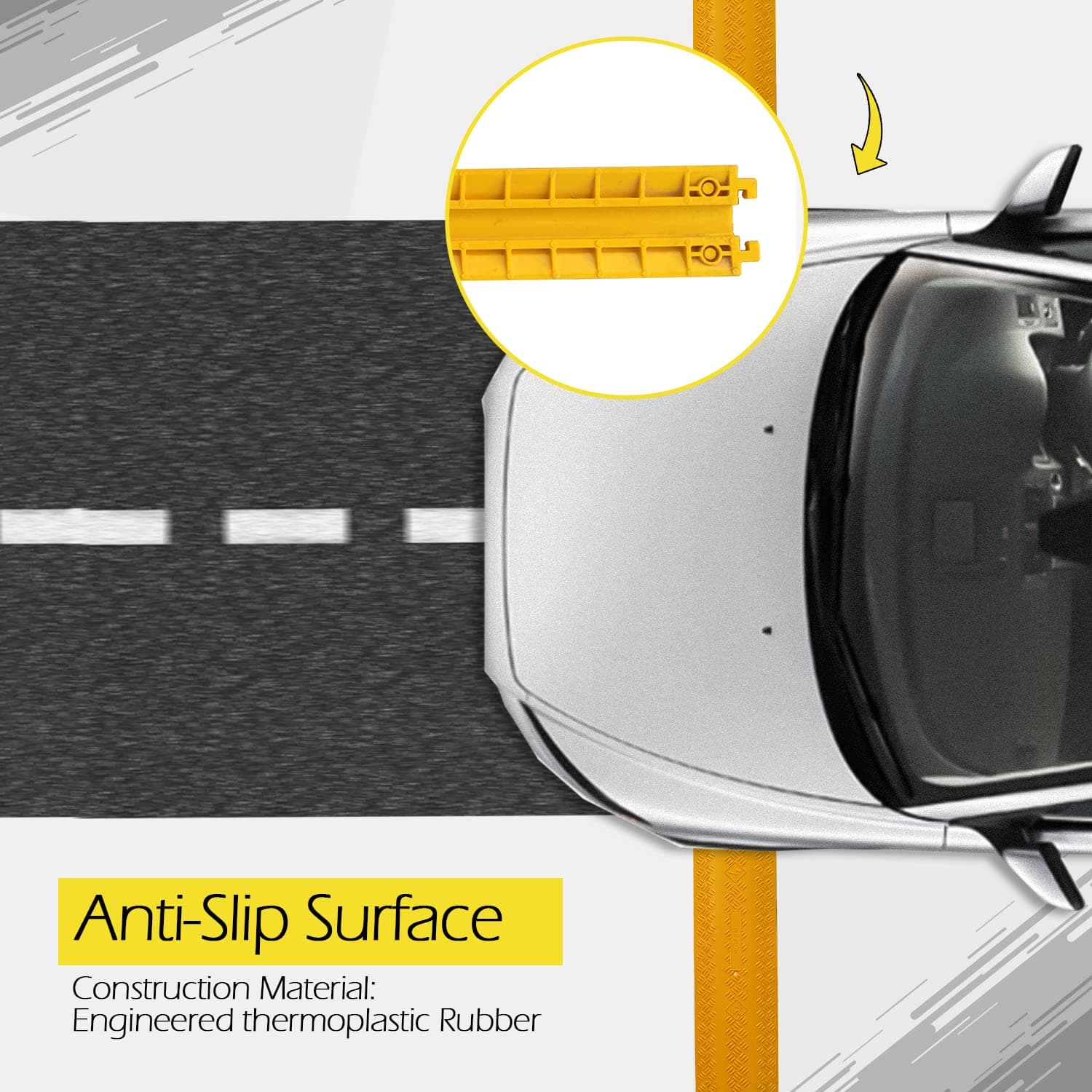 Ladwa Heavy Duty Rubber Cable Protector Bump/Hump Speed Breaker Heavy Duty Hose Cable Track Protector Protective Cover Wires Concealer Floor Cord Cover Cord Protector Yellow Smal (l Packof - 1) view 5