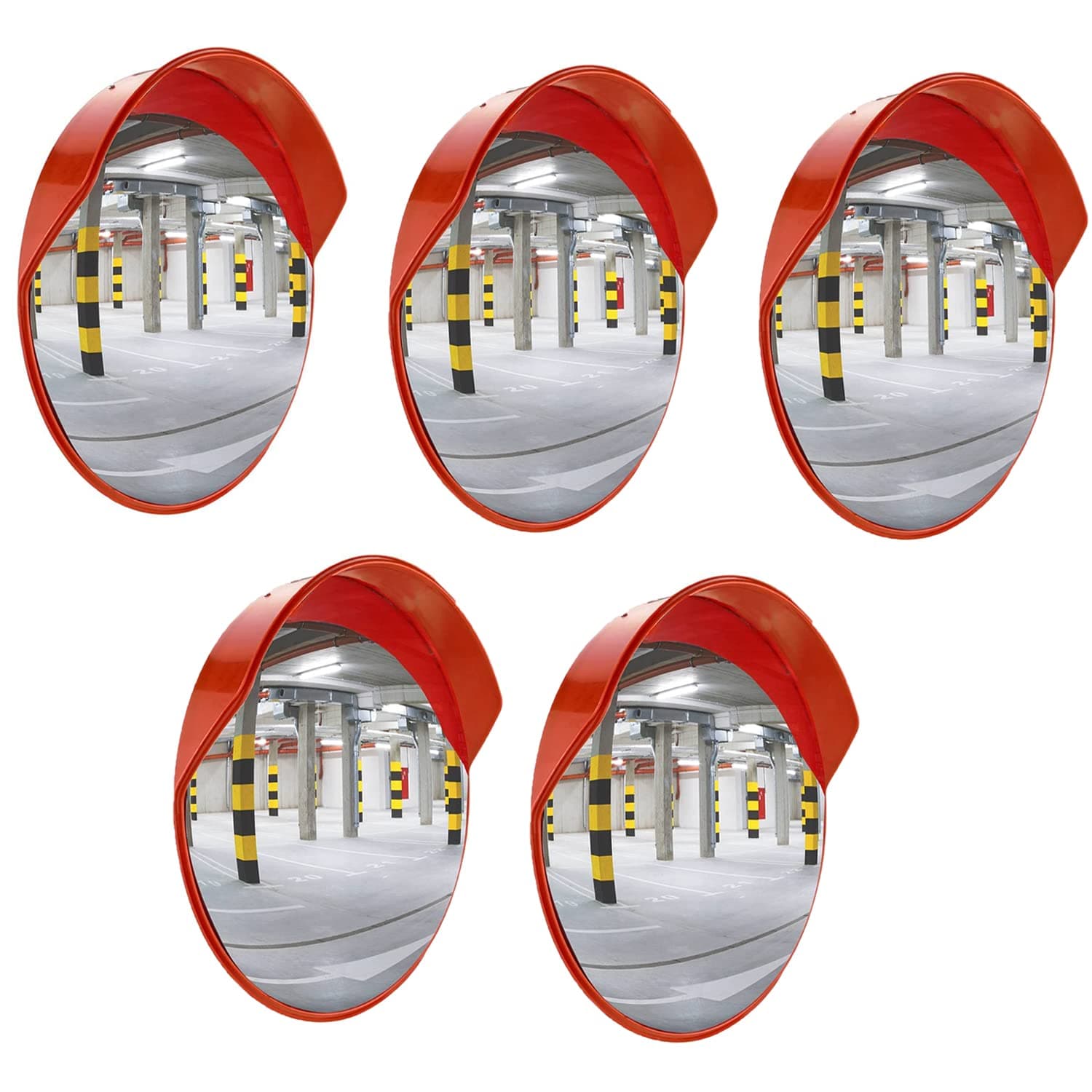 LADWA 5 Pcs Unbreakable 32 Inch/800mm Diameter Wide Angle Convex Mirror/Security Mirror/Traffic Mirror for Road Safety with Installation Kit & Adjustable Fixing Bracket (Nuts & Bolts, Pack of 5)