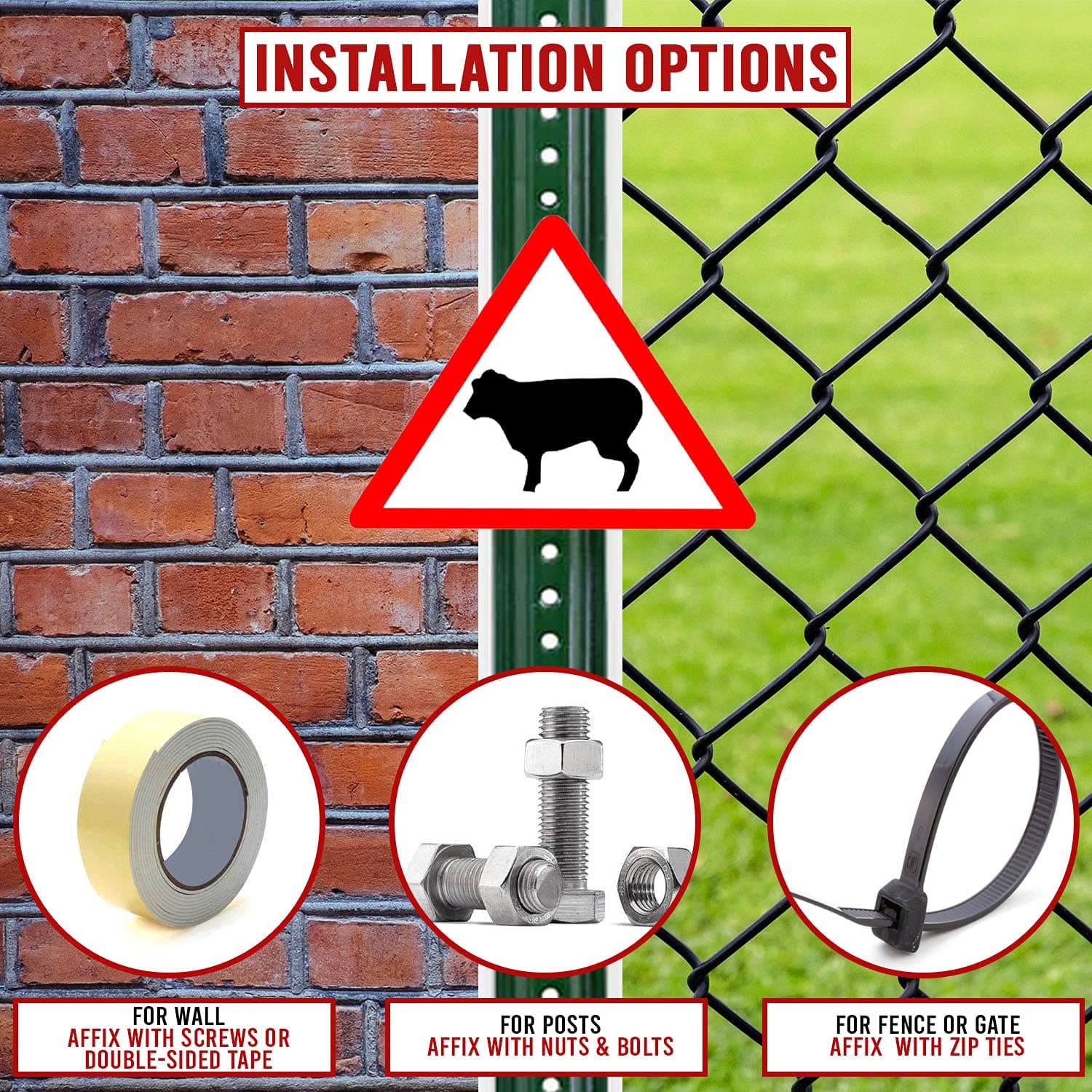 LADWA Triangle Signage 600mm - Cattle Crossing view 2