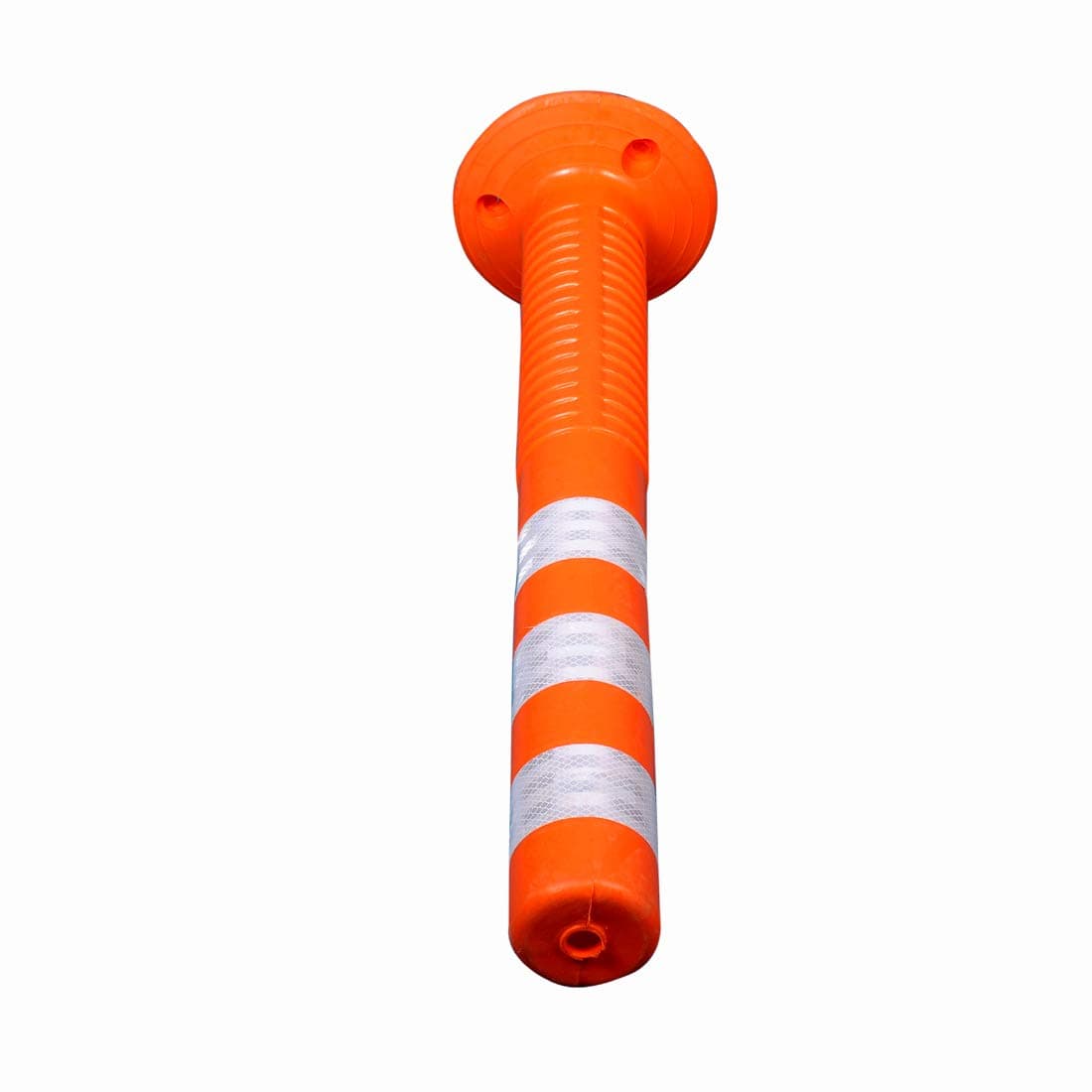 Ladwa Flexible Plastic Spring Post Barrier (Pack of 1) High Grade Elastomeric Polymer Material With 3 White Reflective Tapes Easy To Install Safety T-Top Bollard Barrier Parking Block (Orange) view 4