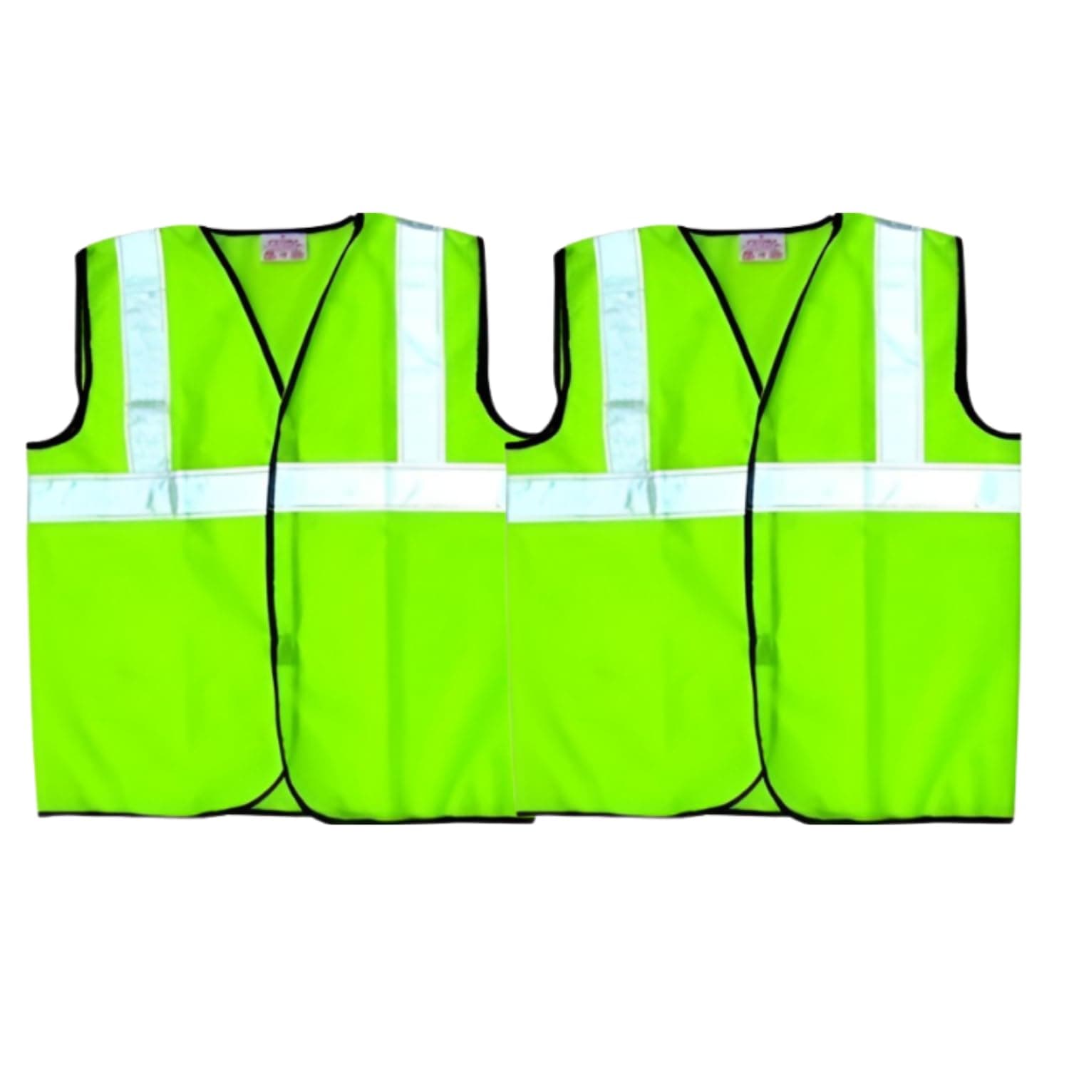 LADWA Green jacket Reflective PVC Stripes Safety Jacket For Road Safety Work Wear For Men & Women (Pack of 2)
