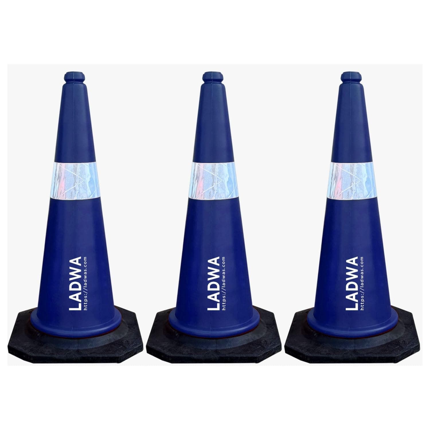 LADWA 750mm Combo of Impact Resistant Road 3 Traffic Safety Blue Cones + 3 mtr chain + 3 Hooks.