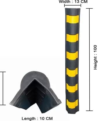 LADWA 1000 mm 6 Pieces Parking Safety Pillar Guard, Rubber Corner Bounce Shaped Guard with Yellow Reflective Tapes for High Visibility - (Pack of 6). view 3