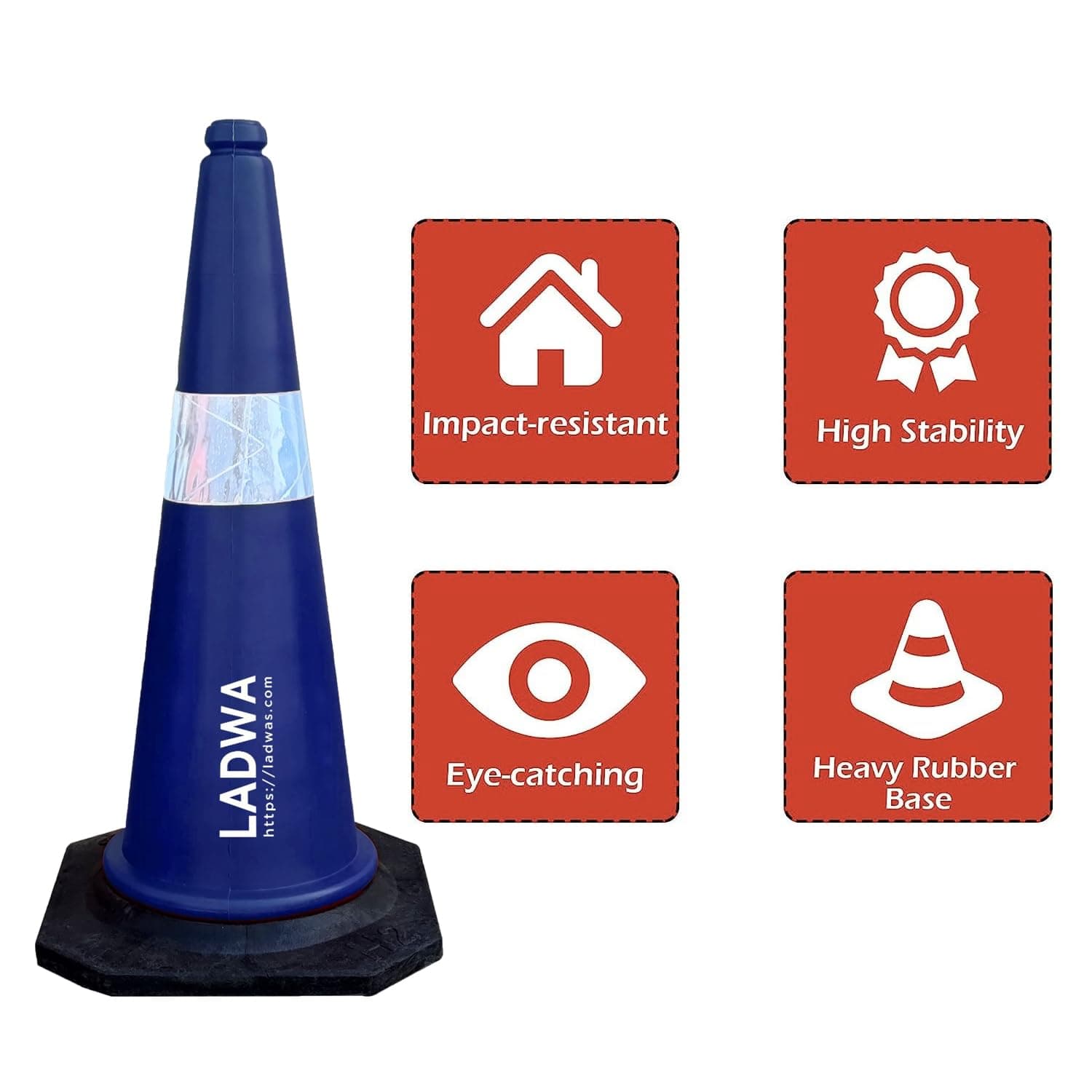 LADWA 750mm Combo of Impact Resistant Road 1 Traffic Safety Blue Cones + 1 mtr chain + 1 Hooks. view 5