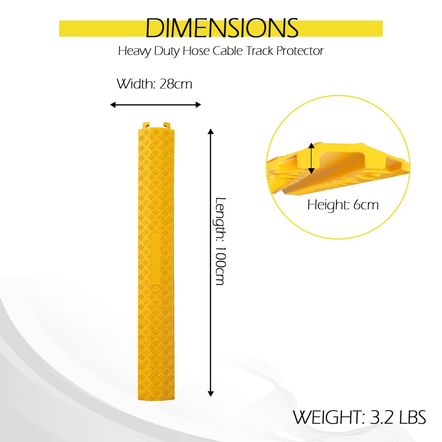 Ladwa Heavy Duty Rubber Cable Protector Bump/Hump Speed Breaker Heavy Duty Hose Cable Track Protector Protective Cover Wires Concealer Floor Cord Cover Cord Protector Yellow Smal (l Packof - 1) view 2