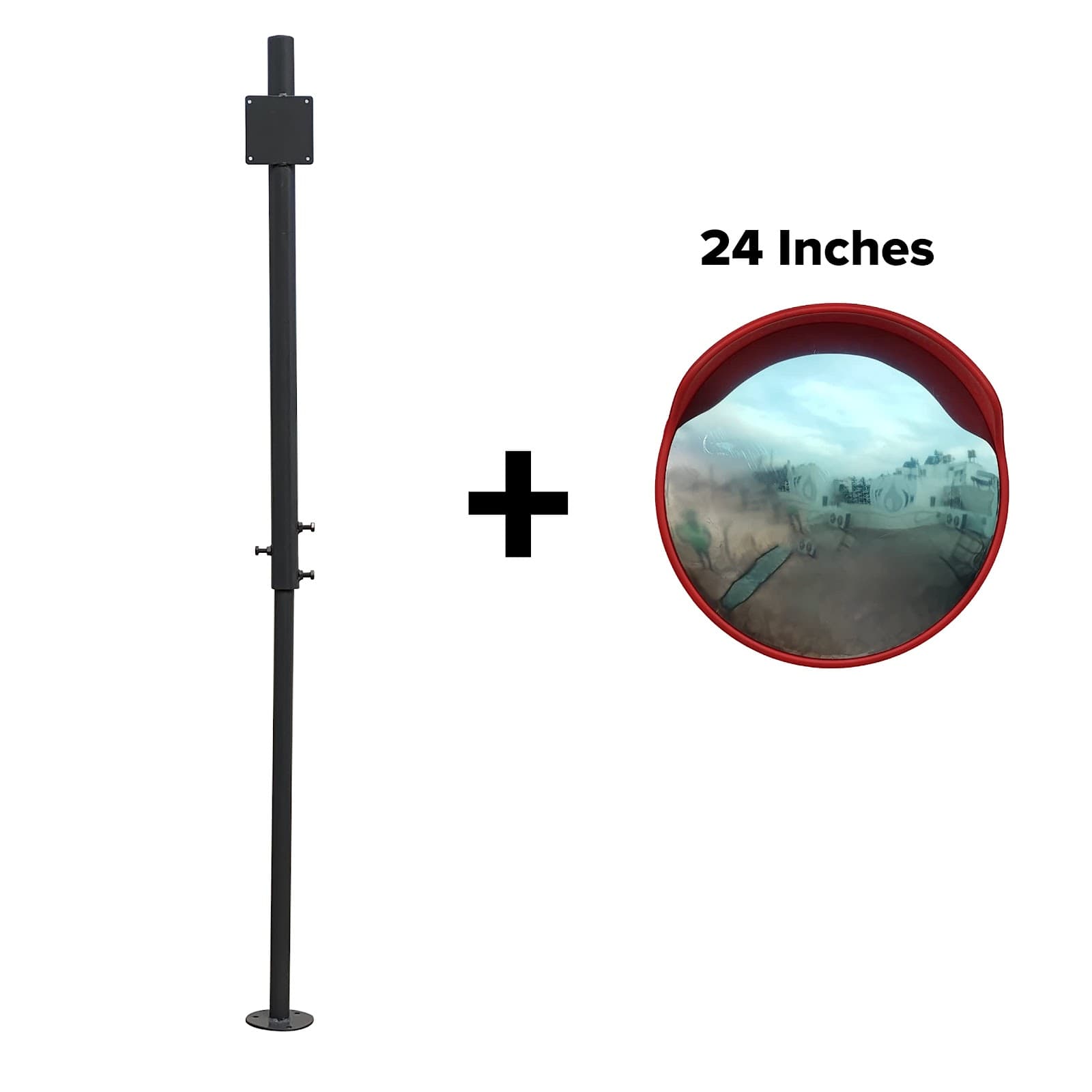 LADWA Height Adjustable Grouting (Anchor Bolting) Grey Pole 2Inch with 24 Inch Convex Mirror (One Pole & One 24 Inch Mirror) view 2