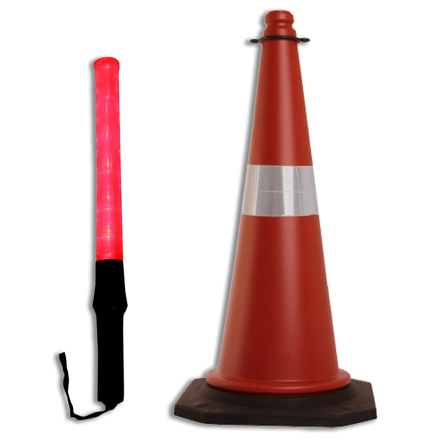LADWA Traffic Safety Cone and Rechargeable Traffic Safety Light Stick Baton Blinking Option with 3 Flashing Modes (Lenght - 20 Inch) (1 X Traffic Safety Cone + 1 X Baton) view 2