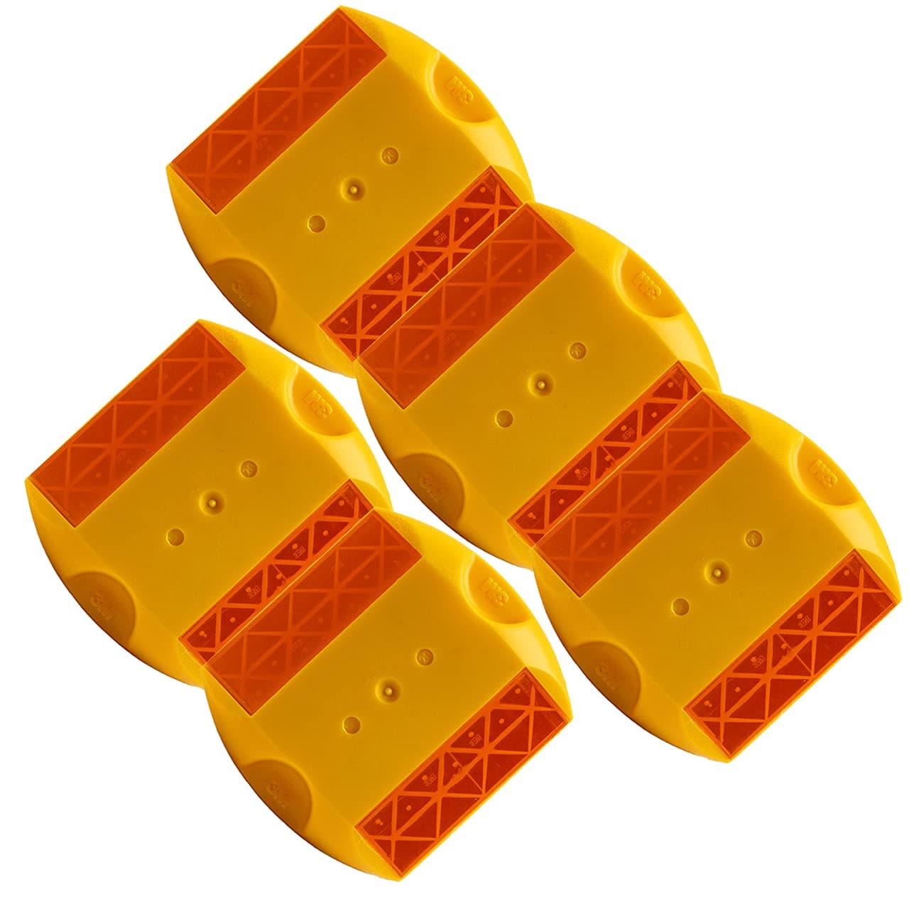LADWA 3M 5 Pieces Yellow Road Studs/Reflectors (10cm x 9cm), Great Reflecting for Speed Bumps, Sidewalks, Pedestrian Crossings, Freeways & Driveways (Yellow)